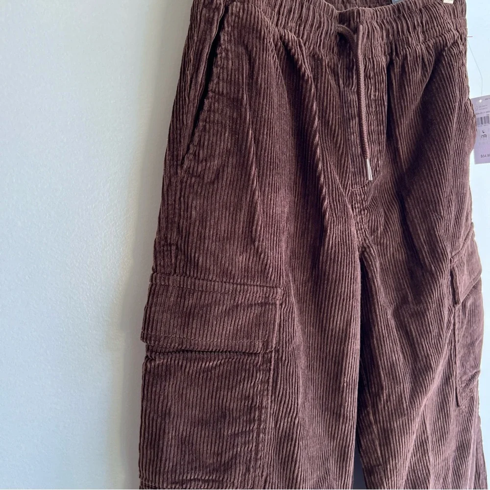 Gap Kids Corduroy Cargo Pants Brown‎ 100% Cotton Wide Leg Size 10 NWT